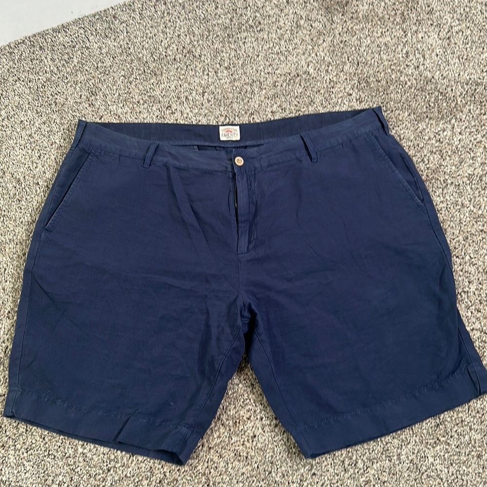 FAHERTY brand linen cotton blend short size 40 navy blue summer vacation - Picture 3 of 10